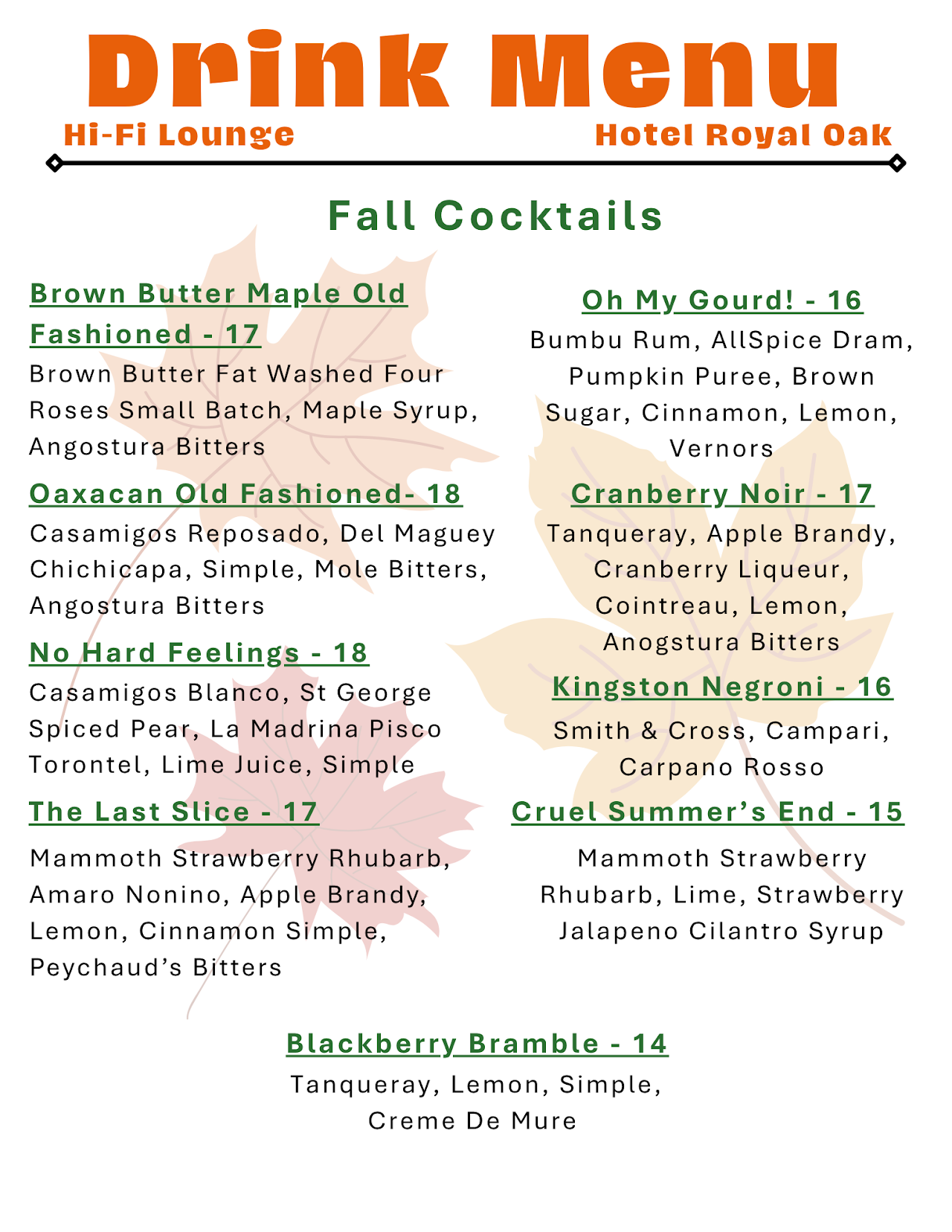 Hi Fi Fall Cocktails